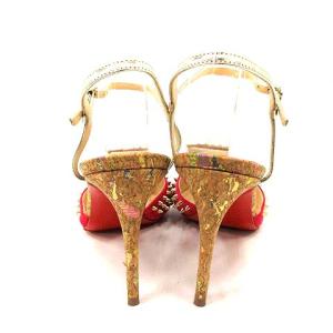 Christian Louboutin サンダル ストラップ ポインテッドトゥ コルクヒール スパイクスタッズ 22cm