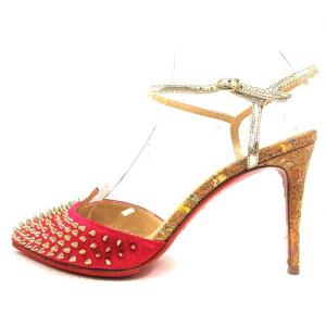 Christian Louboutin サンダル ストラップ ポインテッドトゥ コルクヒール スパイクスタッズ 22cm