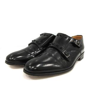 ビジネスシューズ ロックスタッズ モンクストラップ ダブル レザー 42 27cm 黒 ブラック 
