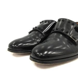 VALENTINO GARAVANI ビジネスシューズ ロックスタッズ モンクストラップ ダブル レザー 42 27cm 黒 ブラック 