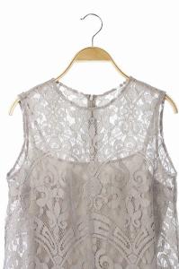 Grace Class 20AW レースマキシワンピース ノースリーブ キャミソール付き 36 グレー