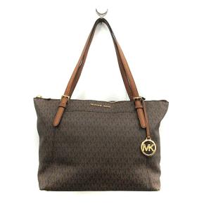 バッグ トート ロゴ PVC レザー ダークブラウン