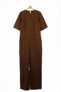 20AW チェックオールインワン 五分袖 36 茶