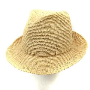 麦わら帽子 ラフィアハット 中折れ M ベージュ