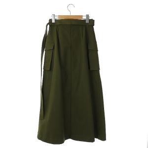 CLANE ミリタリープリーツドッキングスカート ロング フレア ベルト付き