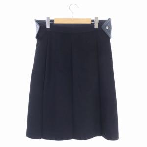 CELINE フロントジップベルトスカート ミモレ丈 ウール カシミヤ 羊革 40