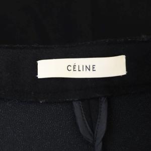CELINE フロントジップベルトスカート ミモレ丈 ウール カシミヤ 羊革 40