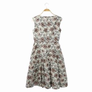 ANAYI ドローイングフラワータックワンピース ライトグレー