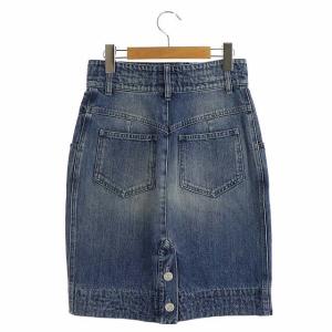 CHANEL 17P ココボタン デニムスカート タイト ひざ丈 36 インディゴ