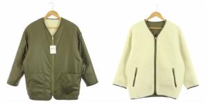 UWSC ボア リバーシブル ブルゾン ジップアップ 38 カーキ 白