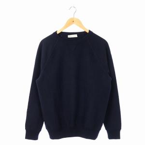 ウールカシミヤクルーネックニット セーター M ネイビー
