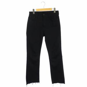 INSIDER CROP STEP FRAY カットオフ デニムパンツ ジーンズ フレア ストレッチ 28 黒