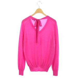 Drawer カシミヤシルクバックリボンVネックニット 1 ピンク