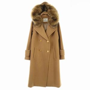 20AW フードフェイクファー付ウールコート アウター 36 茶 キャメル /KN ■OS