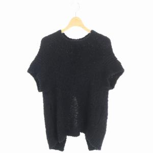 半袖 シャギースリットニットセーター 1 ブラック