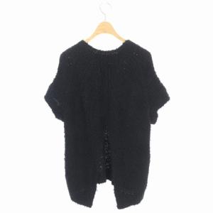 Drawer 半袖 シャギースリットニットセーター 1 ブラック