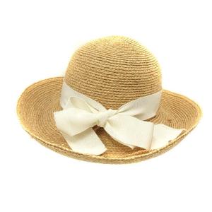 19SS 帽子 ラフィアハット 麦わら リボン ベージュ