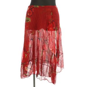 イッセイミヤケ シルクモザイク柄スカート ロング ラップ 2 レッド