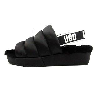 UGG australia パフ イヤー PUFF YEAH サンダル ストラップ ウエッジソール ボア ロゴ 24cm 黒 