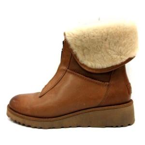 キャリー CALEIGH ブーツ ショート レザー ウエッジソール ボア 24cm 茶