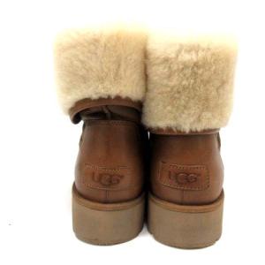 UGG australia キャリー CALEIGH ブーツ ショート レザー ウエッジソール ボア 24cm 茶