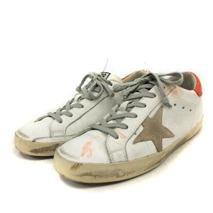 GOLDEN GOOSE SUPERSTAR スニーカー ローカット レザー 37 24cm 白 ホワイト オレンジ