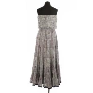 MARIHA 総柄 ベアトップロングワンピース フレア マキシ丈 白 紺