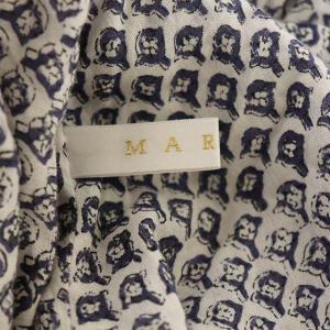 MARIHA 総柄 ベアトップロングワンピース フレア マキシ丈 白 紺