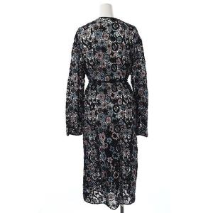 KEITA MARUYAMA クロシェガウンカーディガン レース 総柄 ロング 長袖 2 黒 ピンク 青