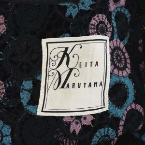 KEITA MARUYAMA クロシェガウンカーディガン レース 総柄 ロング 長袖 2 黒 ピンク 青