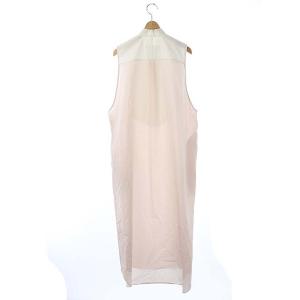 Martin Margiela 6 MM6 バイカラーノースリーブロングシャツワンピース コットン 36 白 ピンク