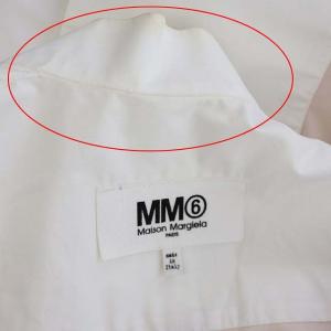 Martin Margiela 6 MM6 バイカラーノースリーブロングシャツワンピース コットン 36 白 ピンク