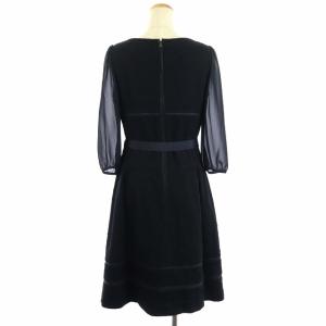 TO BE CHIC ワンピース ツイード 切替袖シアー 長袖 ロング 42 紺