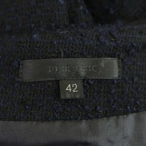 TO BE CHIC ワンピース ツイード 切替袖シアー 長袖 ロング 42 紺