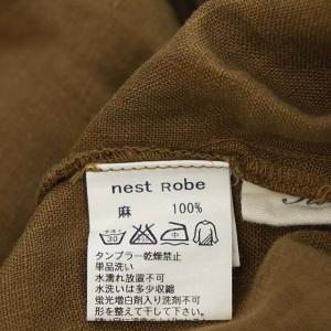 nest Robe リネン七分袖 ワンピース ロング タック キャメル