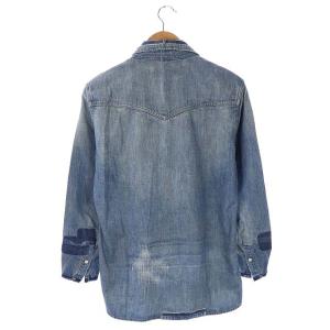 REMI RELIEF ダメージ加工 デニムシャツ 長袖 M 青 ブルー