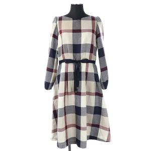 チェック ウール ビエラ ワンピース ロング 長袖