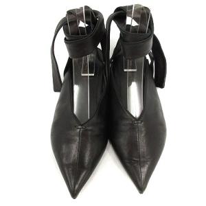 CELINE ソフトVネック フラットパンプス レザー 38 ブラック