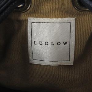 LUDLOW かごバッグ ショルダー 巾着 フリンジ 紺 ネイビー ベージュ