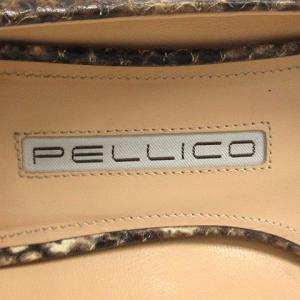 PELLICO パンプス ローヒール ポインテッドトゥ パイソンレザー スタッズ 35.5 22.5cm ベージュ