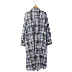 Spick&Span 20SS マルチタータンチェック フレアシャツ ワンピース 長袖 膝丈 F グレー 青 ベージュ
