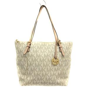 バッグ トート ハンド 総柄 ロゴ ワンショルダー PVC レザー アイボリー