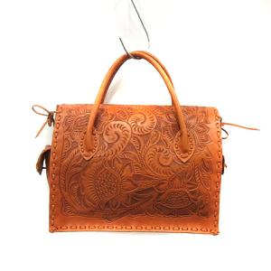 CARVING TRIBES カービングバッグ ハンドバッグ マエストラ 型押し レザー 茶色 ブラウン M