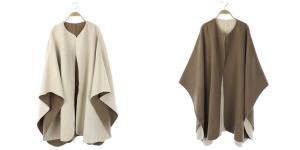 ロク 6 リバーシブルケープコート アウター ウール 38 白 茶