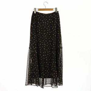 Spick&Span 20AW ドットフローラシームフレアスカート ロング マキシ丈 38 黒 キャメル ベージュ