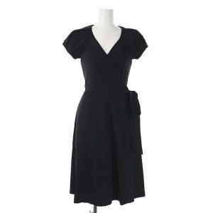 19SS カシュクールワンピース ラップ フレア ミモレ丈 半袖 0 ブラック