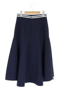 BORDERS at BALCONY 19SS ラインフレアスカート ロング 38 ネイビー