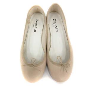 Repetto パンプス バレエシューズ ローヒール レザー 38 24cm ベージュ