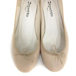 Repetto パンプス バレエシューズ ローヒール レザー 38 24cm ベージュ