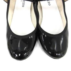 Repetto パンプス ストラップ パテント ローヒール 37.5 23.7cm 黒 ブラック